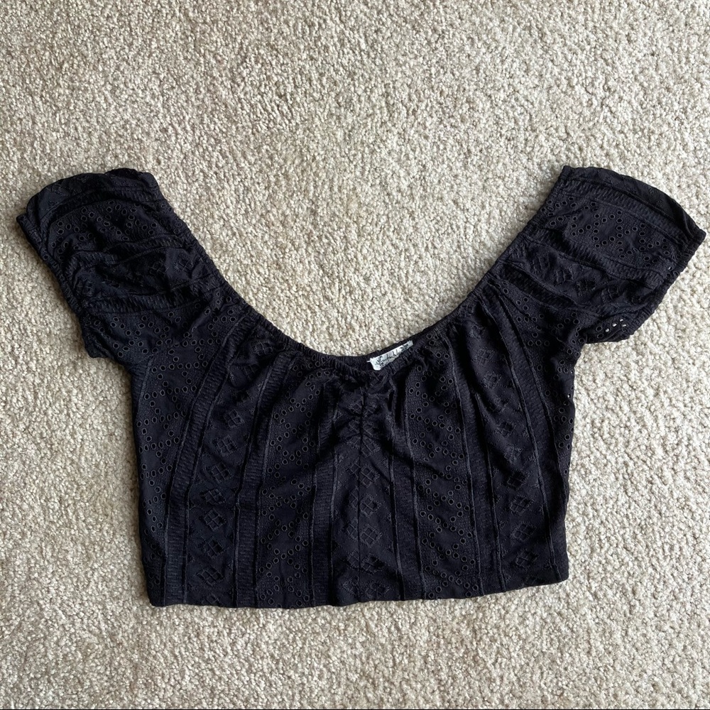 Free People Intimately black lace crop top